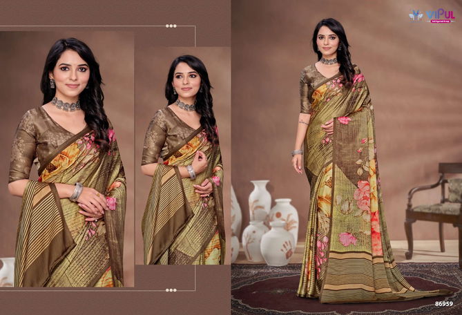 Akasaa By Vipul Satin Silk Daily Wear Saree Suppliers In India